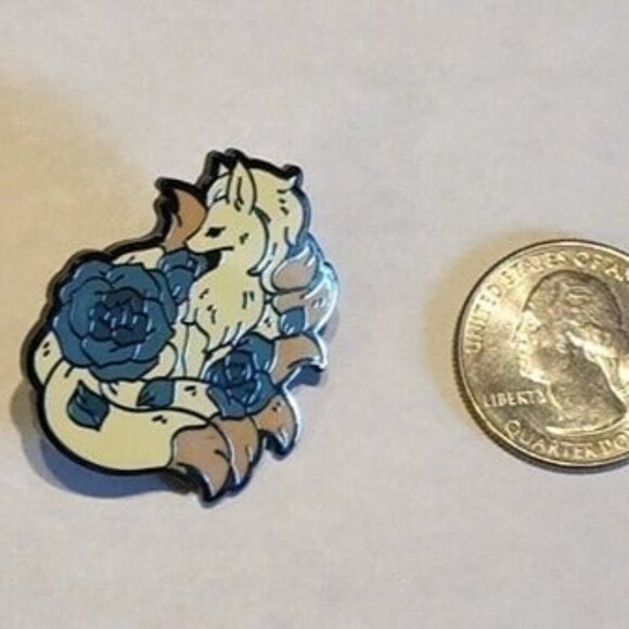 Blue Rose Ninetales: Elegant Pokemon Enamel Pin - Picture 4 of 5